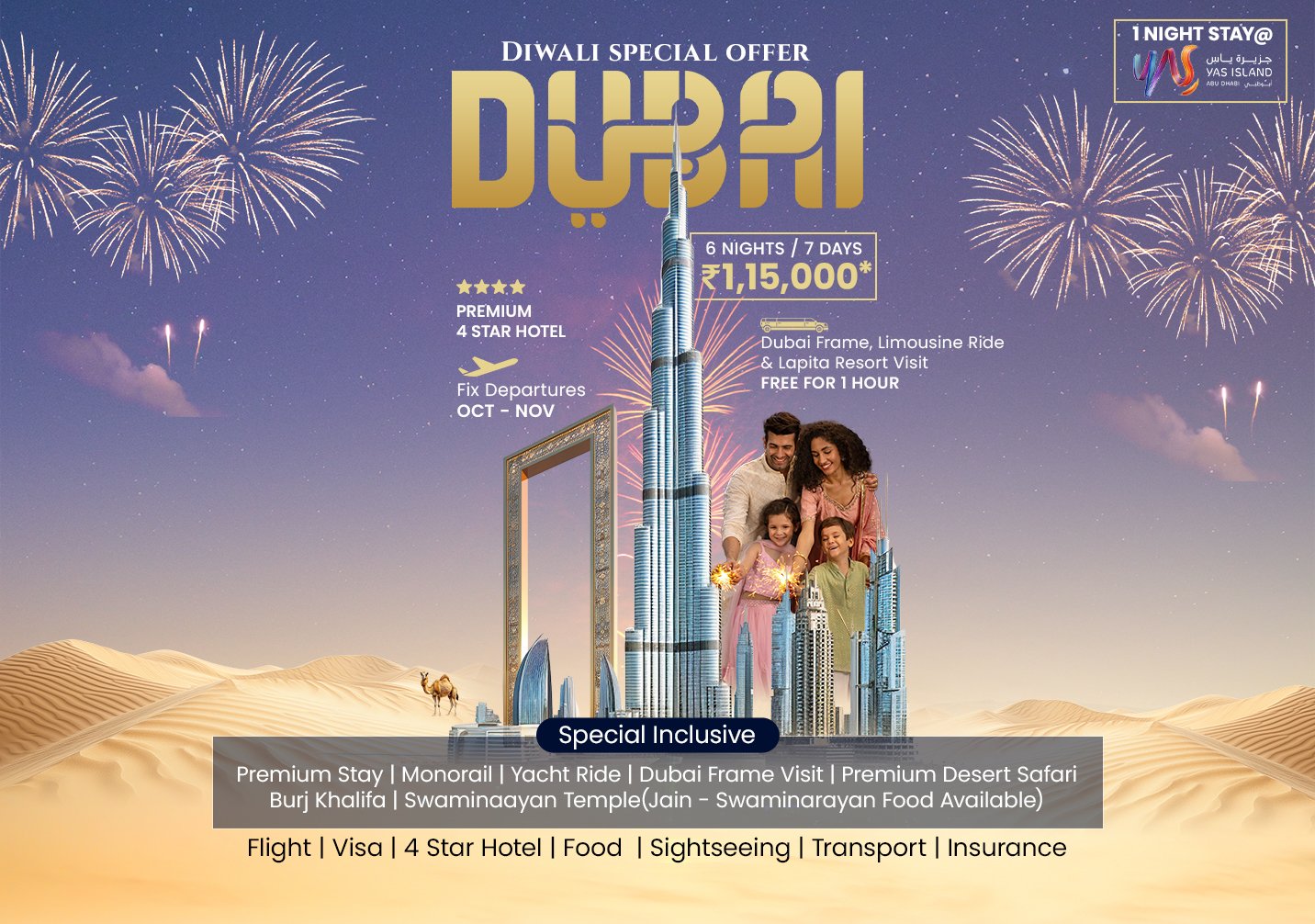 Dubai Diwali Package 3 with YAS Island - 6 Nights / 7 Days