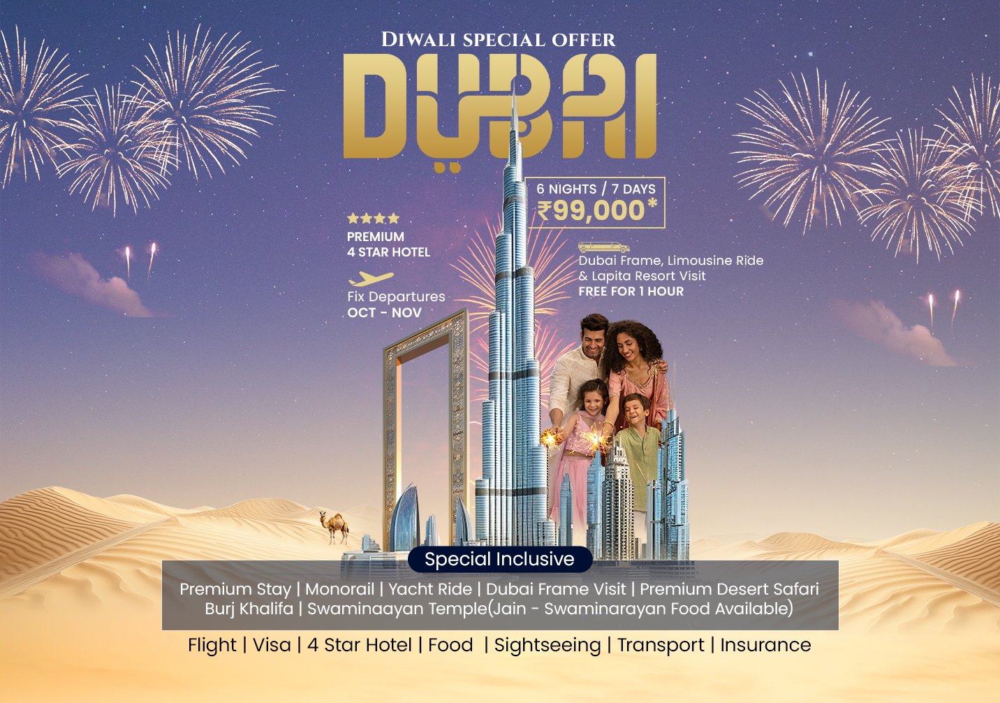 Dubai Diwali Package 1 - 6 Night / 7 Days